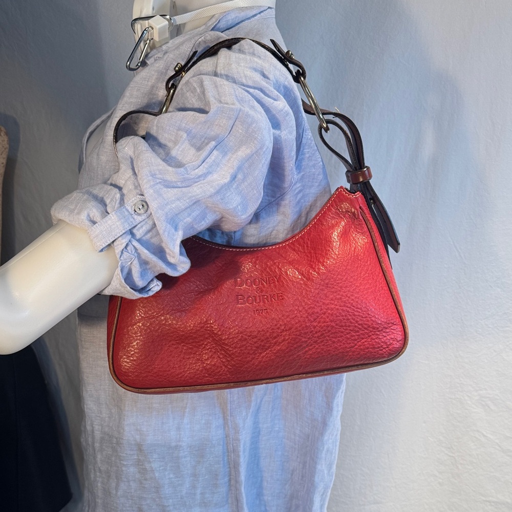 Dooney & Bourke Cherry Red Leather Hobo Shoulder Bag - Picture 5 of 15